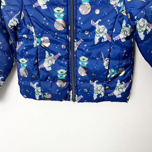 [Disney] Toy Story Buzz Lightyear Lightweight Puffer Jacket Space Aliens Sz 7-8 - Picture 5 of 12